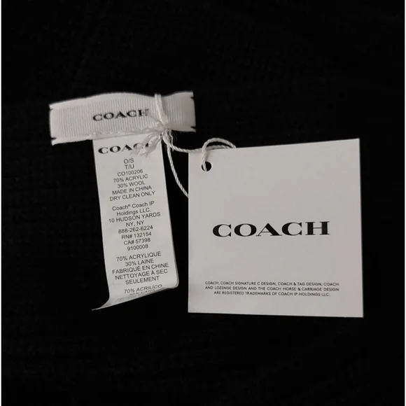 Coach Chunky Patch Long Wool Knit Scarf Black Fall Winter NWT - Picture 6 of 6